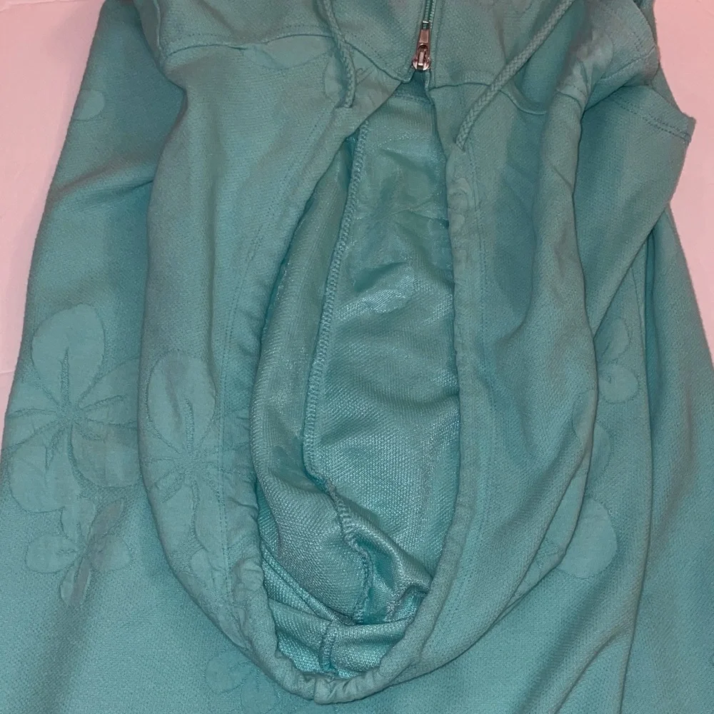 Vibrant mint green/turquoise Hooded swim zipper up hoodie cover up - Picture 8 of 10
